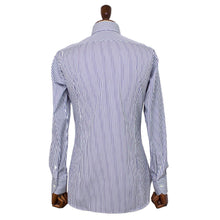 画像をギャラリービューアに読み込む, BRUNO(ブルーノ)ストライプ柄 セミワイドカラー ブロード シャツ【ネイビー×ホワイト】正規販売店