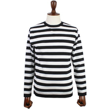 画像をギャラリービューアに読み込む, Blu Bre(ブルブレ)ボーダー柄 コットン ニット Tシャツ【ブラック×ホワイト】国内正規品