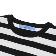 画像をギャラリービューアに読み込む, Blu Bre(ブルブレ)ボーダー柄 コットン ニット Tシャツ【ブラック×ホワイト】国内正規品