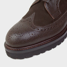 画像をギャラリービューアに読み込む, WH(ダブルエイチ) Giotto別注 ロングウィング スエードレザー シボ革 コンビ シューズ【ブラウンbrown】国内正規品