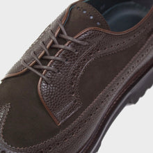 画像をギャラリービューアに読み込む, WH(ダブルエイチ) Giotto別注 ロングウィング スエードレザー シボ革 コンビ シューズ【ブラウンbrown】国内正規品