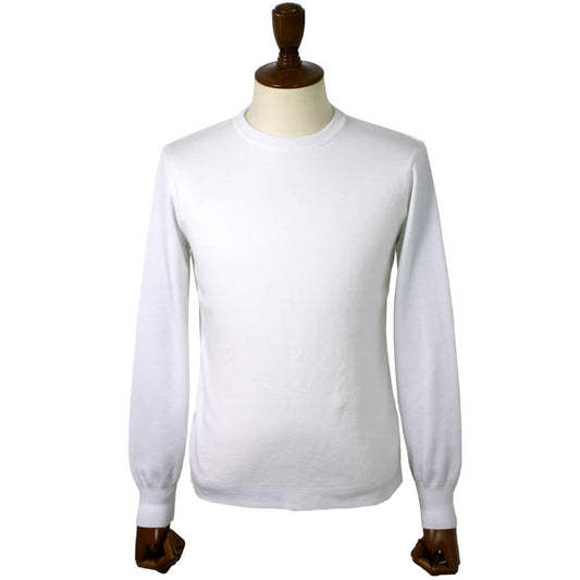 Blu Bre(ブルブレ)コットン クルーネック ロングスリーブ ニットTシャツ【ホワイト】国内正規品