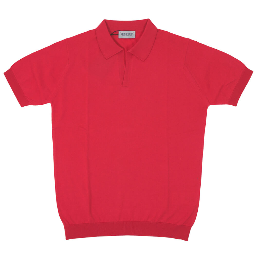 JOHN SMEDLEY（ジョンスメドレー）「JATHAN」30ゲージ コットン 半袖 スキッパー ニットポロシャツ【BERRY】国内正規品