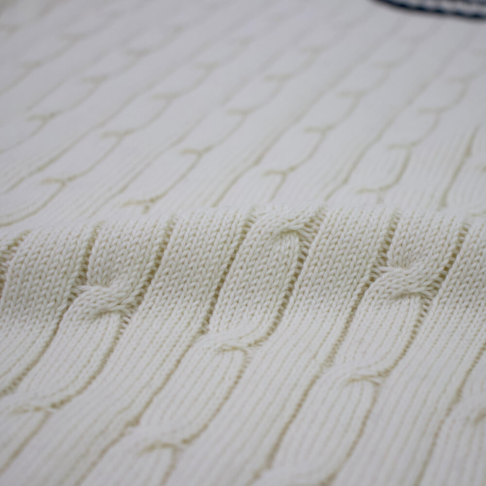 Drumohr(ドルモア)コットン カシミア ケーブル編み クルーネック ニット【ホワイトWhite】国内正規品