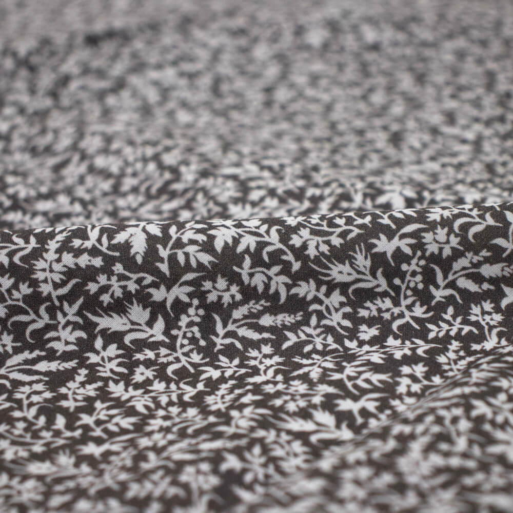 ORIAN(オリアン)「MARMY」プラント柄 コットン オープンカラー 半袖シャツ【チャコール×ホワイト】国内正規品