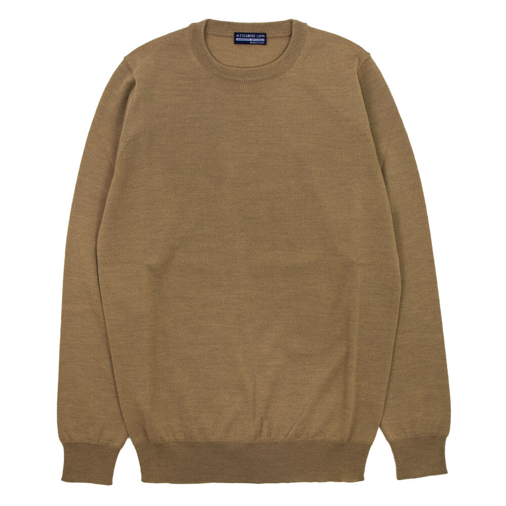 サイズ50ALESSANDRO LUPPI（アレッサンドロ ルッピ）1220 Crew neck ウール ハイゲージ 長袖クルーネック  ニット【ベージュbeige】国内正規品