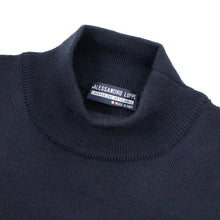 画像をギャラリービューアに読み込む, ALESSANDRO LUPPI(アレッサンドロ ルッピ)1222 HI NECK ウール ハイゲージ 長袖 モックネック ハイネック ニット【ネイビーNavy】国内正規品