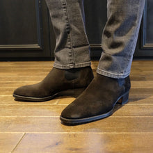 画像をギャラリービューアに読み込む, WH(ダブルエイチ) 6900S スエード レザー ハギンググッドイヤー サイドゴアブーツ vibramビブラム ハーフラバーソール【ブラックBLACK】国内正規品