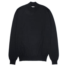 画像をギャラリービューアに読み込む, FILIPPO DE LAURENTIIS(フィリッポ デ ローレンティス)モックネック ハーフネック 長袖 ロングスリーブ ハイゲージ ロイヤルメリノ ウール ニット【ブラックBLACK】国内正規品