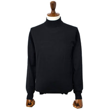 画像をギャラリービューアに読み込む, FILIPPO DE LAURENTIIS(フィリッポ デ ローレンティス)モックネック ハーフネック 長袖 ロングスリーブ ハイゲージ ロイヤルメリノ ウール ニット【ブラックBLACK】国内正規品
