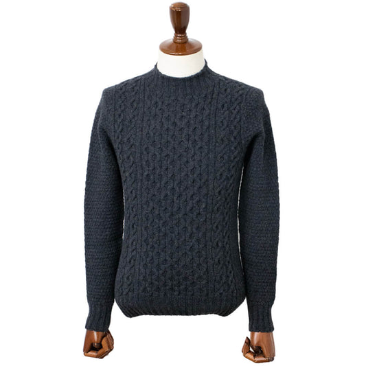 Drumohr(ドルモア)D4W105AR ラムズウール ケーブル編み モックネック ニット【チャコールCHARCOAL】国内正規品