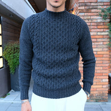 画像をギャラリービューアに読み込む, Drumohr(ドルモア)D4W105AR ラムズウール ケーブル編み モックネック ニット【チャコールCHARCOAL】国内正規品