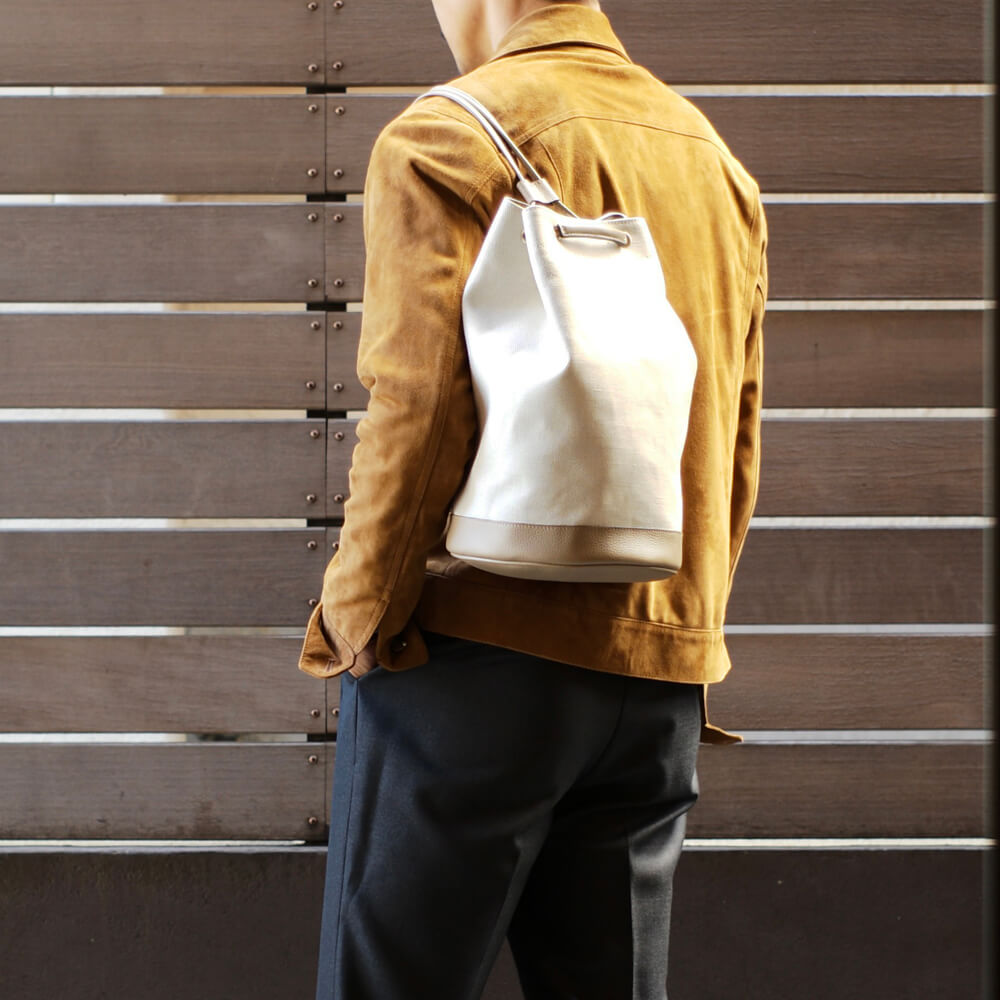 Cisei(シセイ)BG/LD キャンバス×シュリンクレザー ワンショルダー バッグ【NATUREL×TAUPE】国内正規品