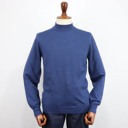GRAN SASSO（グランサッソ）12ゲージ ウールモックネックニット ロングスリーブ 長袖【ブルー】国内正規品