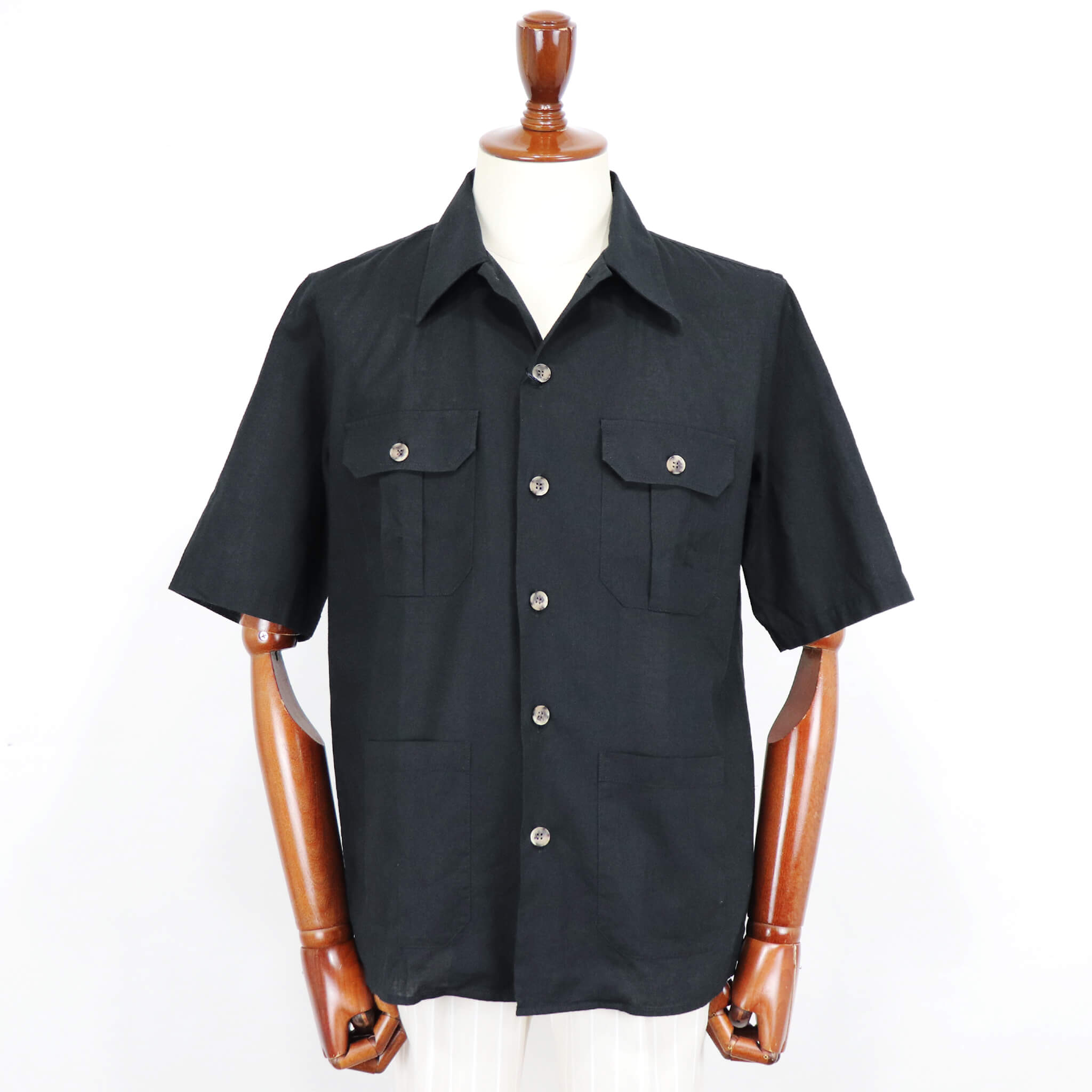 ORIAN サファリシャツ【価格相談可】 ORIAN（オリアン）半袖リネン サファリシャツ【ブラック】国内正規品