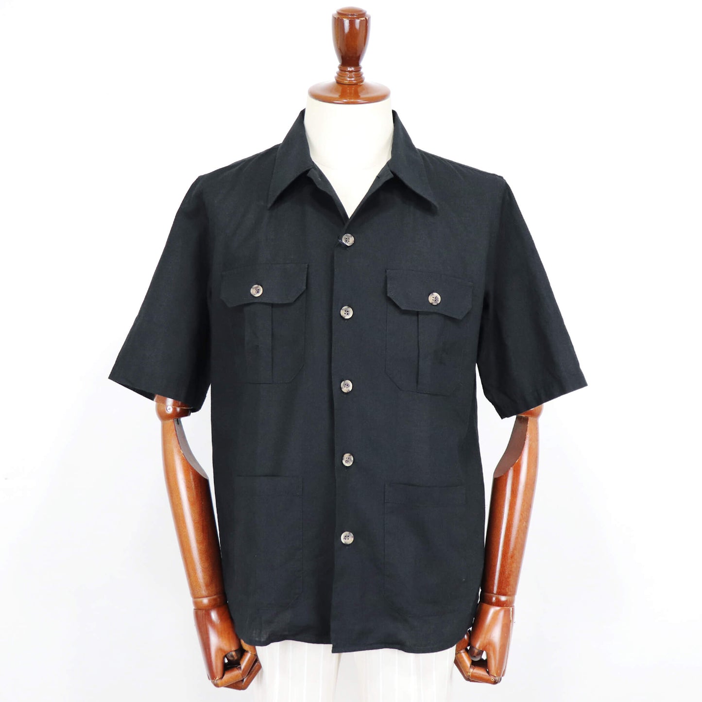 ORIAN（オリアン）半袖リネン サファリシャツ【ブラック】国内正規品