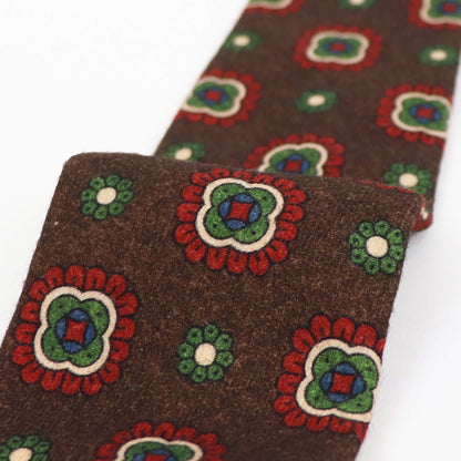 Stefano Cau（ステファノカウ）小紋柄 ウールタイ【ブラウンベース】国内正規品