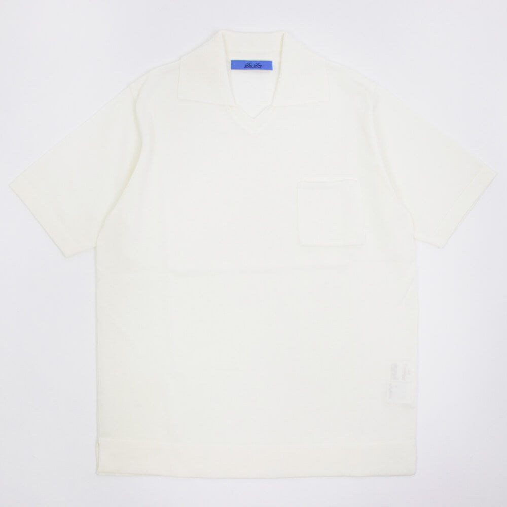 Blu Bre（ブルブレ）ポケット付き スキッパー コットンニット ポロシャツ【オフホワイト】国内正規品