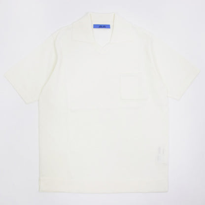 Blu Bre（ブルブレ）ポケット付き スキッパー コットンニット ポロシャツ【オフホワイト】国内正規品