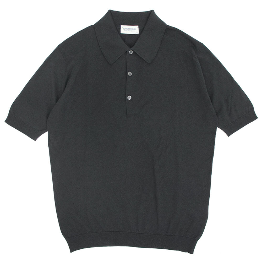 JOHN SMEDLEY（ジョンスメドレー）EASY FIT ISIS SHIRT FC SS シーアイランド コットン 30ゲージ 半袖 ニット ポロシャツ【ブラック】国内正規品