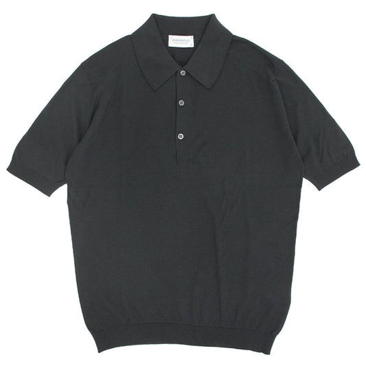 JOHN SMEDLEY（ジョンスメドレー）EASY FIT ISIS SHIRT FC SS シーアイランド コットン 30ゲージ 半袖 ニット ポロシャツ【ブラック】国内正規品