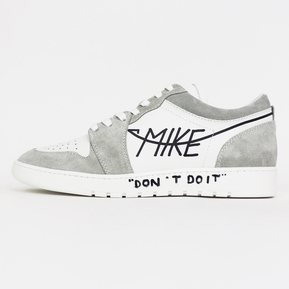 MIKE（マイク）DON’T DO IT ローカット レースアップ レザースニーカー【ホワイト×グレー】国内正規品