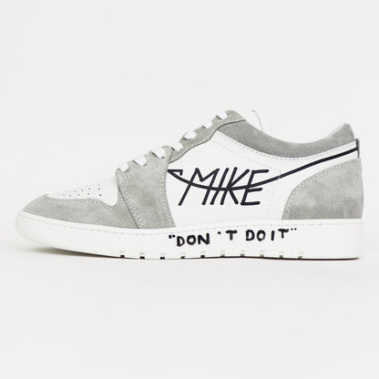 MIKE（マイク）DON’T DO IT ローカット レースアップ レザースニーカー【ホワイト×グレー】国内正規品