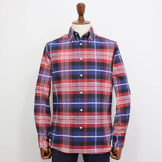 INDIVIDUALIZED SHIRTS（インディヴィジュアライズド シャツ）ボタンダウンチェックシャツ 【ネイビー×レッド】国内正規品
