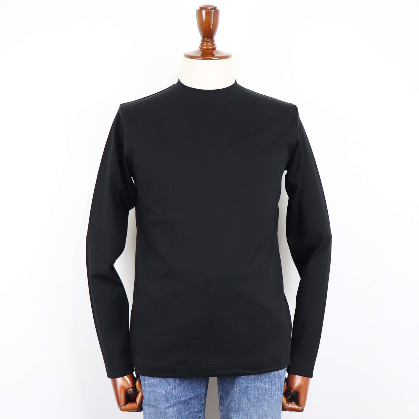 RIVORA（リヴォラ）スビンコットン クルーネック ロングスリーブTシャツ【ブラック】国内正規品