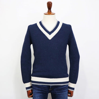 GRAN SASSO（グランサッソ）コットンリネン チルデンニット【ネイビー】国内正規品