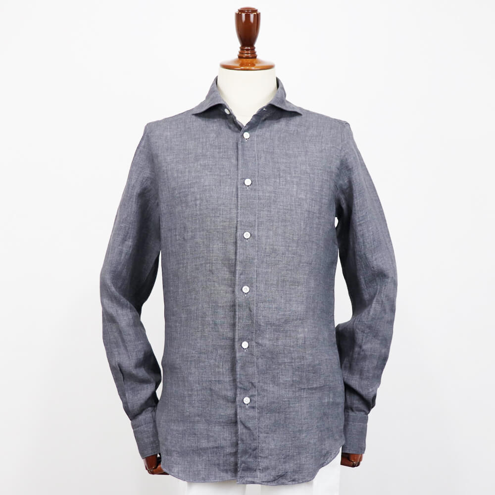 Finamore（フィナモレ）SIMONE / BALI リネン シャツ【ダークグレー】国内正規品
