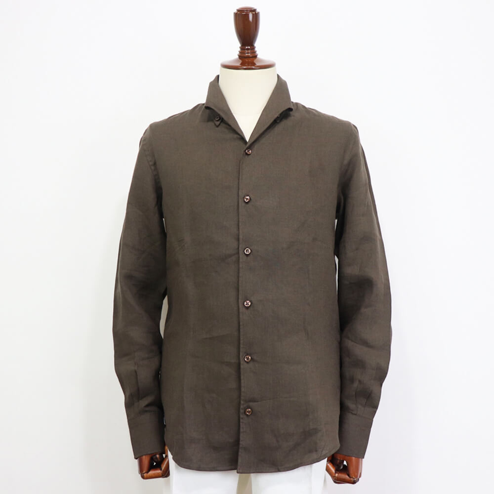 Massimo d' Augusto（マッシモ ダウグスト）イタリアンカラーシャツ【ブラウン】国内正規品