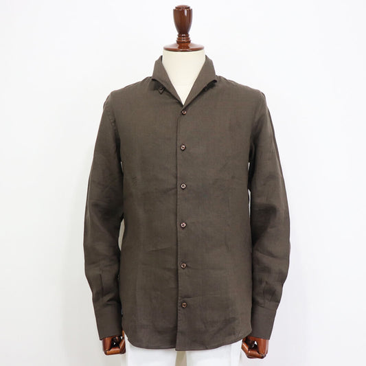 Massimo d' Augusto（マッシモ ダウグスト）イタリアンカラーシャツ【ブラウン】国内正規品