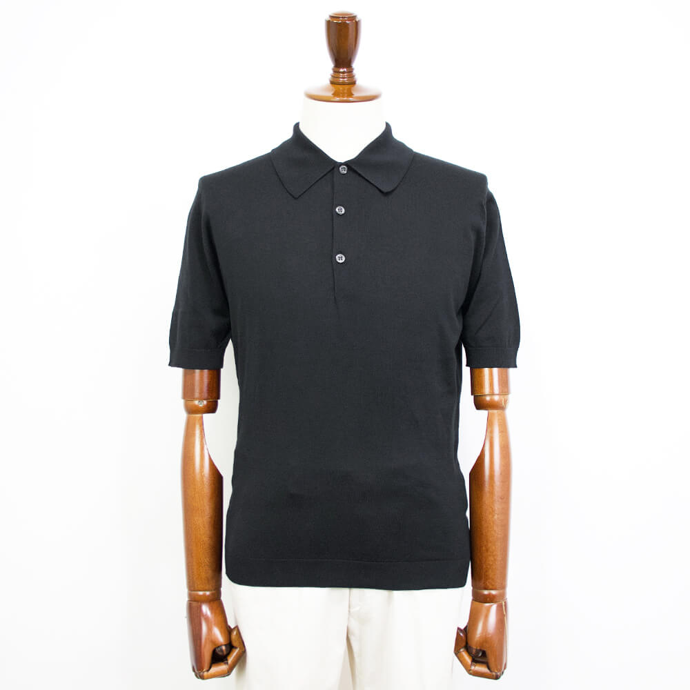 JOHN SMEDLEY（ジョンスメドレー）EASY FIT ISIS SHIRT FC SS シーアイランド コットン 30ゲージ 半袖 ニット ポロシャツ【ブラック】国内正規品