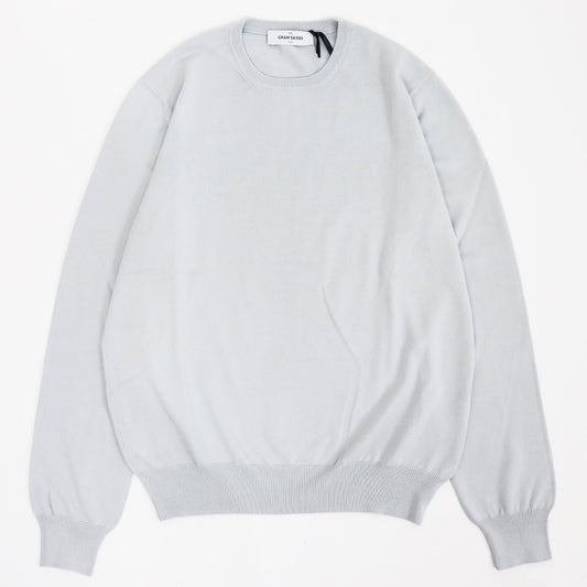 GRAN SASSO（グランサッソ）12ゲージ コットンクルーネックニット ロングスリーブ 長袖【アイスグレー】国内正規品