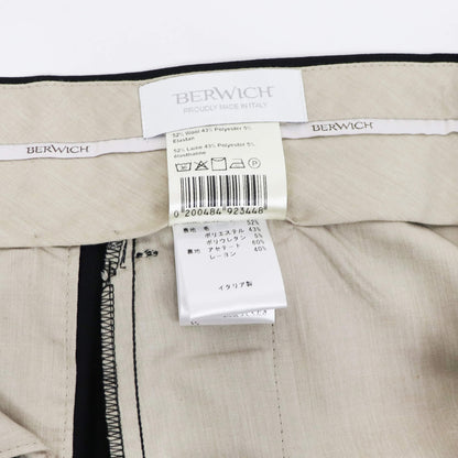 BERWICH（ベルウィッチ）LUCANO LONG ノープリーツ ワイドテーパード ストレッチ パンツ【ブラック】国内正規品