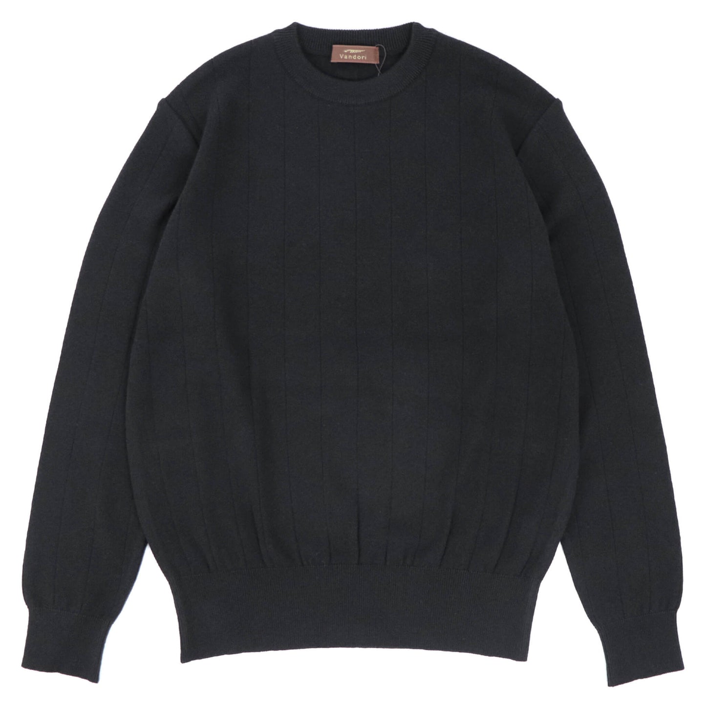 Vandori（ヴァンドリ）コットンカシミヤ針抜き クルーネックニット【ブラック】国内正規品