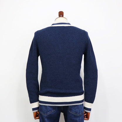 GRAN SASSO（グランサッソ）コットンリネン チルデンニット【ネイビー】国内正規品