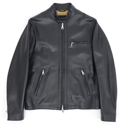 CINQUANTA（チンクワンタ）STAND COLLAR SINGLE RIDERS スタンドカラー シングル ライダース ジャケット シルバージップ【ブラック】国内正規品