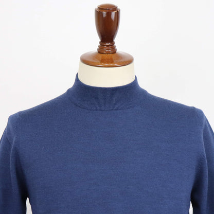 GRAN SASSO（グランサッソ）12ゲージ ウールモックネックニット ロングスリーブ 長袖【ブルー】国内正規品