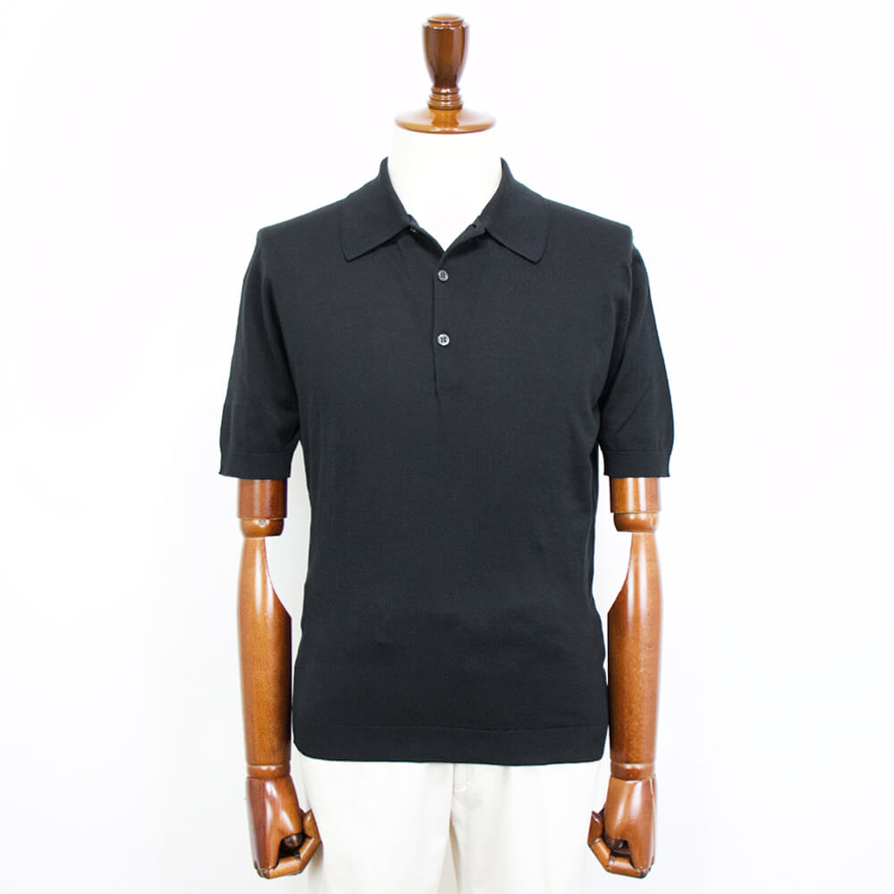 JOHN SMEDLEY（ジョンスメドレー）EASY FIT ISIS SHIRT FC SS シーアイランド コットン 30ゲージ 半袖 ニット ポロシャツ【ブラック】国内正規品
