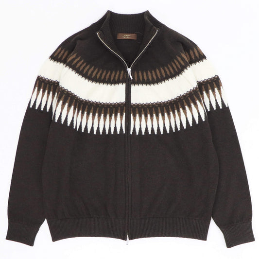 Vandori（ヴァンドリ）求心柄 ジップブルゾン ウールカシミヤ【ブラウン】国内正規品