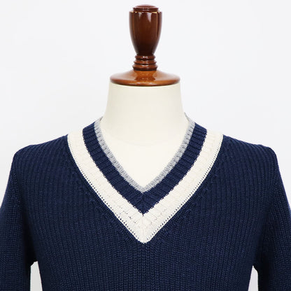 GRAN SASSO（グランサッソ）コットンリネン チルデンニット【ネイビー】国内正規品