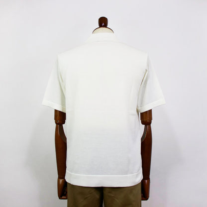 Blu Bre（ブルブレ）ポケット付き スキッパー コットンニット ポロシャツ【オフホワイト】国内正規品