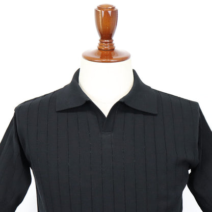 Blu Bre（ブルブレ）コットンニット 針抜きスキッパーポロシャツ【ブラック】国内正規品