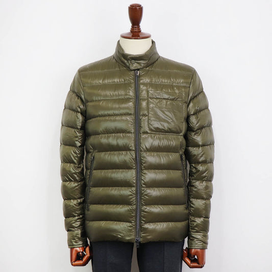 HERNO（ヘルノ）Resort ライダース ナイロン ウルトラライト ダウンブルゾン【カーキ】国内正規品