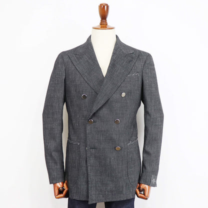 TITO ALLEGRETTO（ティト アレグレット）ダブルブレスト ジャケット ウールリネンコットン ジャケット【ブラック】国内正規品