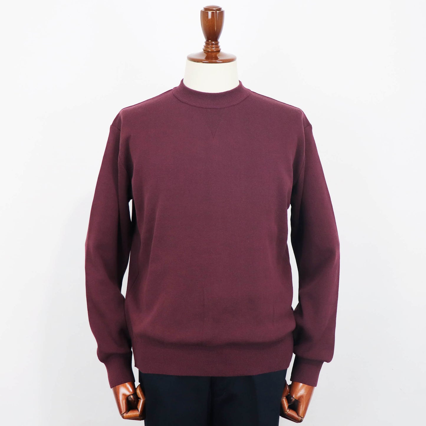 Vandori（ヴァンドリ）コットン100% ガゼット クルーネックロングスリーブ ニット【ボルドー】国内正規品