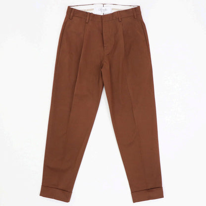 BORELIO（ボレリオ）ワンプリーツ テーパード コットンパンツ【ブリック】国内正規品