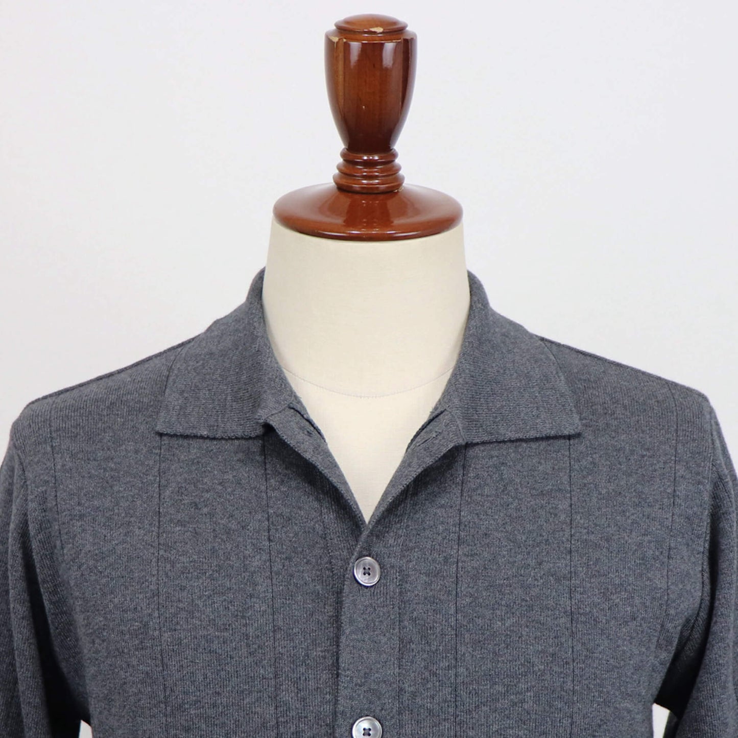 Vandori（ヴァンドリ）針抜き シャツカーディガンニット【ミディアムグレー】国内正規品